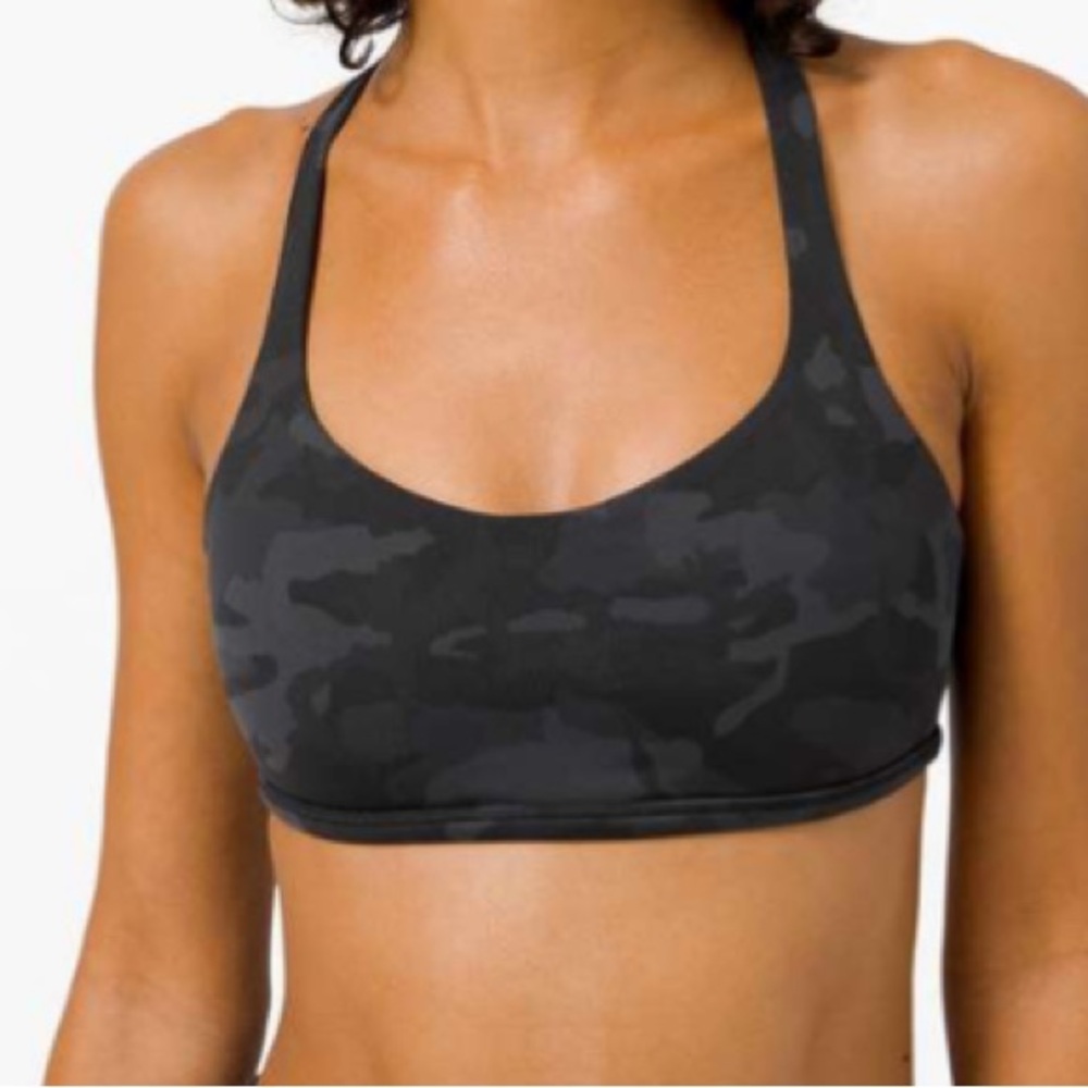 LULULEMON Free To Be Bra Wild Incognito Camo Multi Black Grey Size 10
